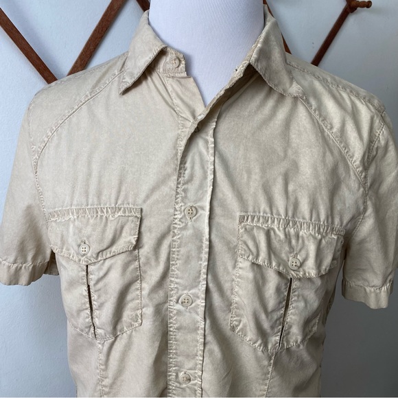 Sisley Antiqued Button Down Shirt Made In Italy - Picture 2 of 16